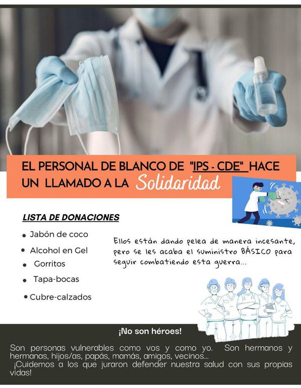 Campaña solidaria sugiere falta de insumos en IPS - ABC en el Este - ABC Color
