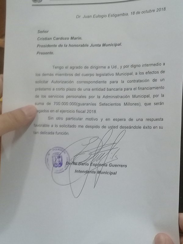 Intendente pide autorización para realizar préstamo de 700 millones - Campo 9 Noticias