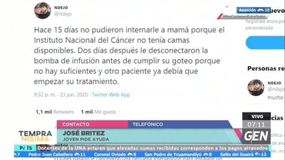 HOY / José Brítez, hijo de una paciente con cáncer