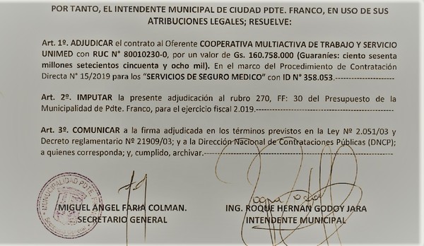 CIUDADANIA de Franco PAGA seguro médico VIP a 46 funcionarios MUNICIPALES