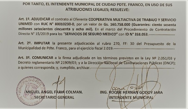 CIUDADANIA de Franco PAGA seguro médico VIP a 46 funcionarios MUNICIPALES