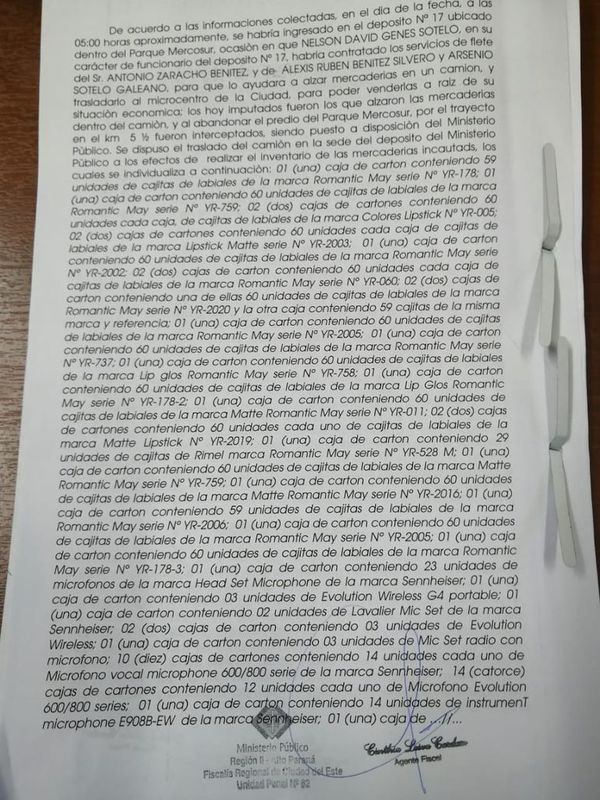 Empresa denuncia sospechosa tardanza en comunicar a la fiscalía sobre elementos recuperados   - Nacionales - ABC Color