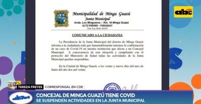 Concejal de Minga Guazú da positivo a coronavirus