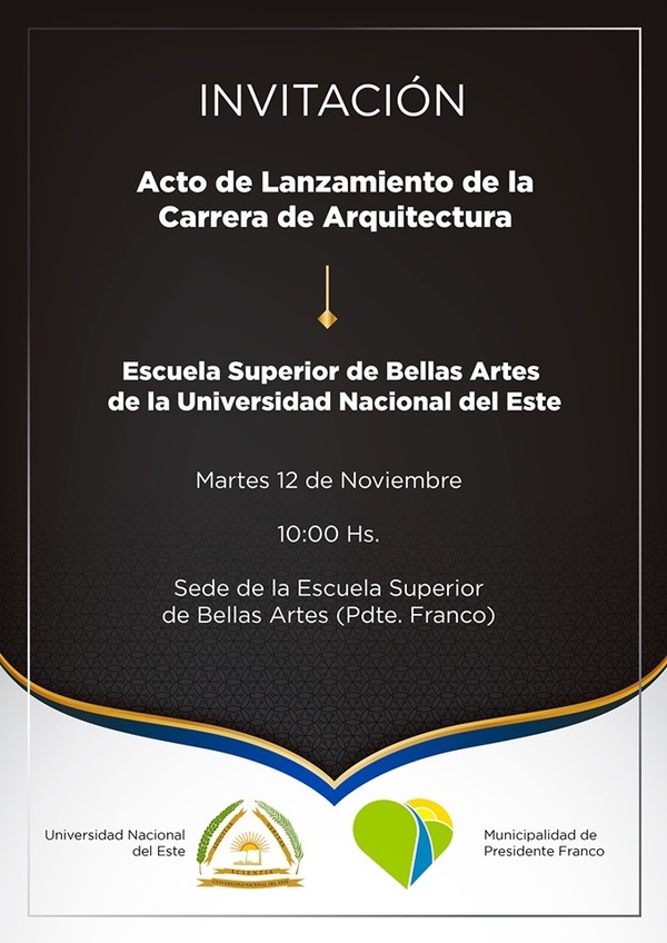 Invitan al acto de lanzamiento de Arquitectura de la UNE en Franco