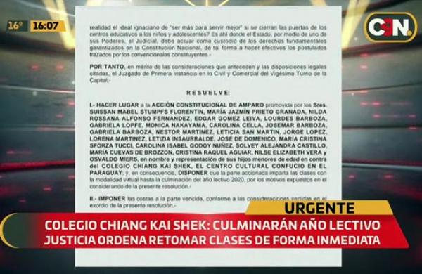 Alumnos del Colegio Chiang Kai Shek culminarán el año lectivo - C9N