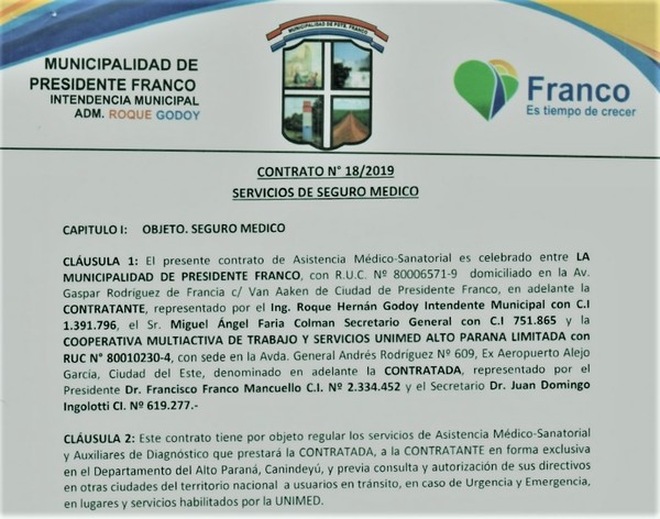 Sugestivos “ERRORES” en contrato de seguro MEDICO VIP para funcionarios municipales PRIVILEGIADOS en FRANCO