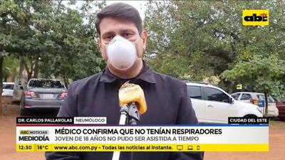 Tras fallecimiento de joven, aseguran que reservarán cuatro respiradores para pacientes COVID-19 - La Primera Mañana - ABC Color