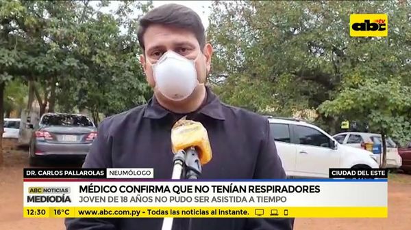 Tras fallecimiento de joven, aseguran que reservarán cuatro respiradores para pacientes COVID-19 - La Primera Mañana - ABC Color