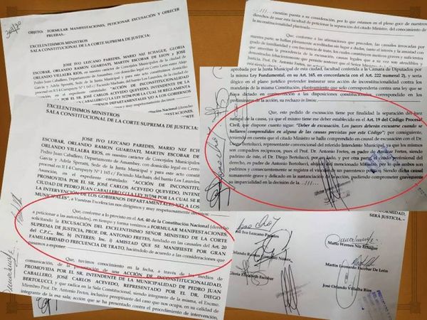 Concejales presentan excusación del Ministro de la Corte Antonio Fretes por familiaridad con el abogado del Intendente Municipal