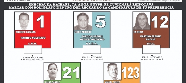 Boletín de voto para elecciones en Ciudad de Este