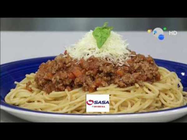 Spaghettis con salsa Boloñesa en la cocina de VLT