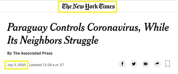 New York Times: “Paraguay controla el coronavirus mientras sus vecinos luchan” - El Trueno