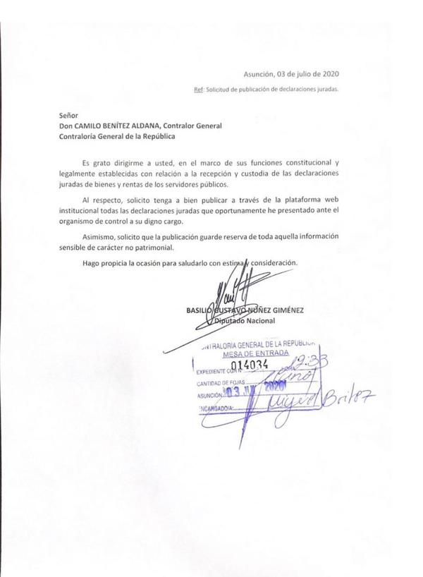 Diputado “Bachi” Núñez pide a Contraloría publicar su declaración jurada de bienes - ADN Paraguayo