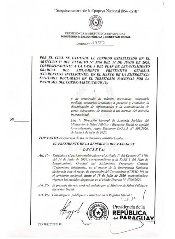 Fase 3 de la cuarentena inteligente se extiende hasta el 19 de julio » San Lorenzo PY