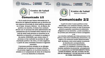 Confirman casos positivos de COVID-19 en Arroyos y Esteros: más de 30 personas van cuarentena