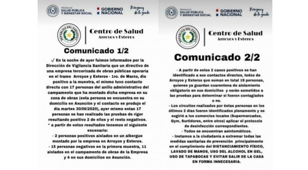 Confirman casos positivos de COVID-19 en Arroyos y Esteros: más de 30 personas van cuarentena