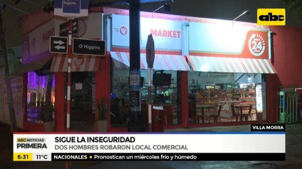 Desconocidos asaltan minimarket en Villa Morra