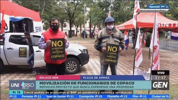 HOY / Funcionarios de COPACO repudian el proyecto aprobado por el Senado sobre la expropiación de una propiedad