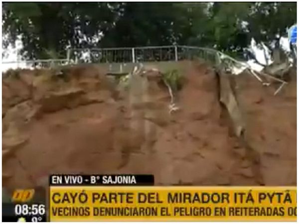 Se desmoronó parte del mirador de Ita Pytã Punta