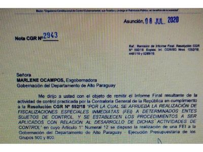 Detectan millonario faltante en Gobernación de Alto Paraguay