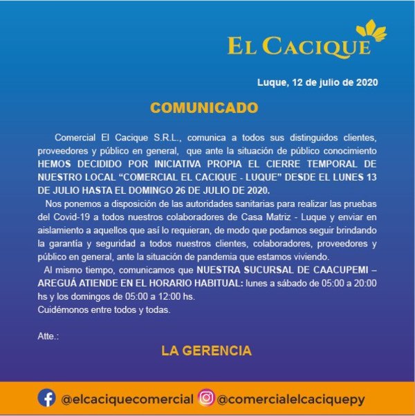 Súper de Luque cerró por ¡casos positivos! | Crónica
