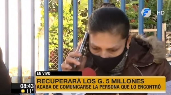 Mujer recupera G. 5 millones durante informativo de TV