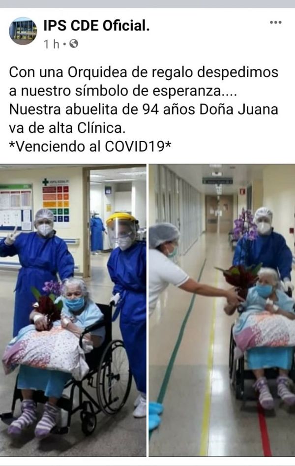 Mujer de 94 años vence al COVID-19 en Ciudad del Este