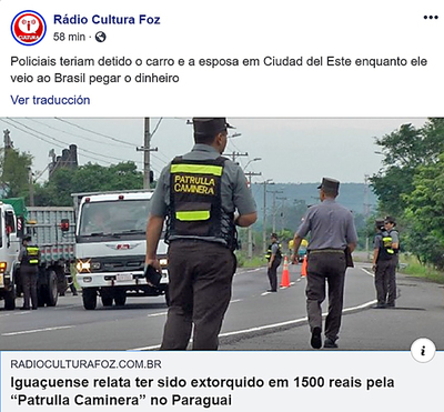 Patrulla Caminera es denunciada por pedir coima de 5000 reales.