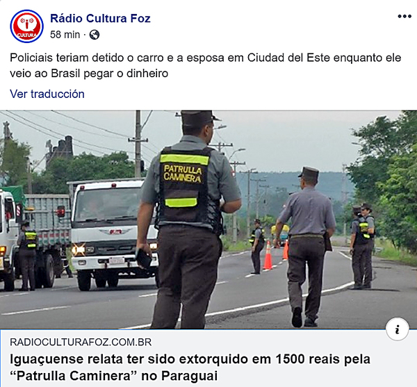 Patrulla Caminera es denunciada por pedir coima de 5000 reales.
