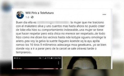 Amenazó de muerte a su expareja en Facebook y fue aprehendido