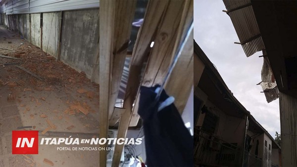 ESCOMBROS DE EDIFICIO EN CONSTRUCCIÓN CAEN SOBRE UNA VIVIENDA EN PLENO CENTRO DE ENCARNACIÓN