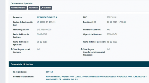 Salud pagará G. 3300 millones por mantenimiento de tomógrafos