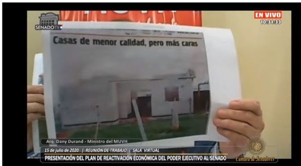 Durand trata de justificar aumento del precio de viviendas sociales ante el Senado - Nacionales - ABC Color