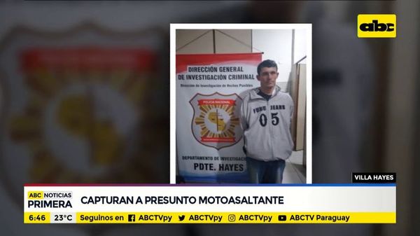 Capturan a presunto motoasaltante en Villa Hayes - ABC Noticias - ABC Color