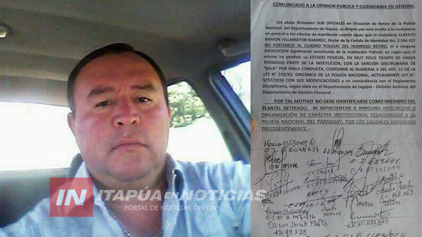 SUBOFICIALES RETIRADOS ALERTAN QUE ALBERTO VILLAMAYOR, NO PERTENECE A SUS FILAS.