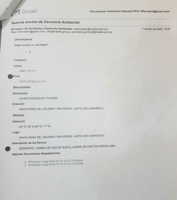Niegan que desmonte sea en propiedad de Teixeira - Nacionales - ABC Color