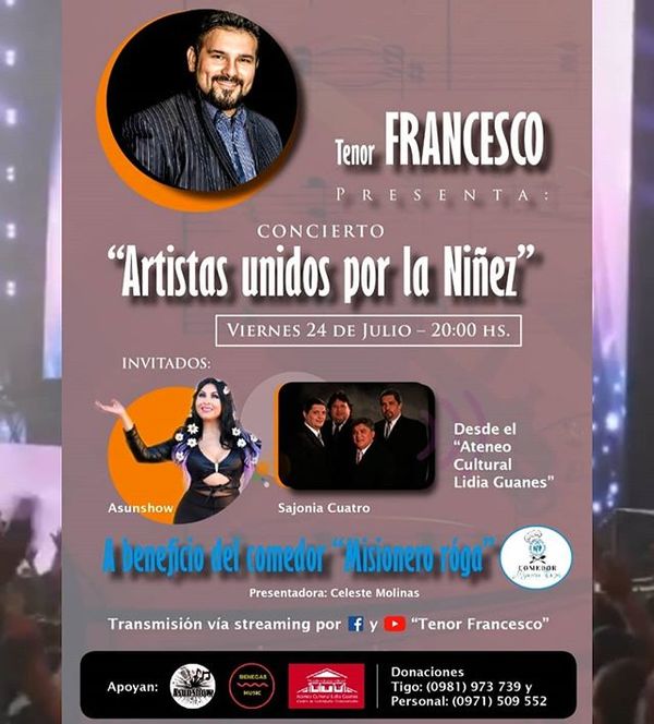 “Artistas unidos por la niñez”: Concierto virtual a beneficio de los niños de la Comunidad Misionero Róga » Ñanduti