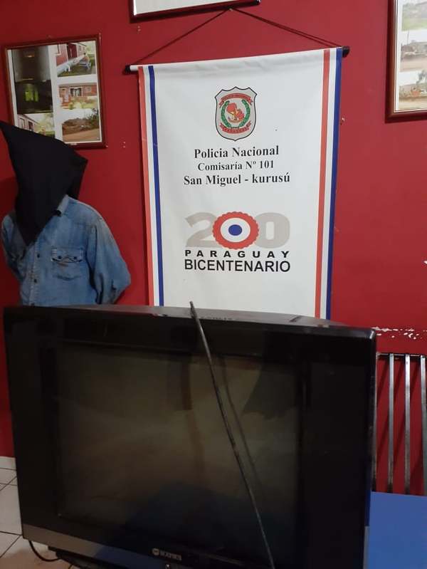 RECUPERAN UN TELEVISOR HURTADO Y APREHENDEN AL SOSPECHOSO