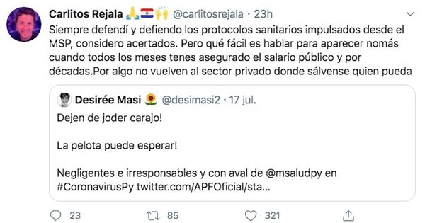 Rejala a Desirée: fácil es hablar cuando tenés asegurado el salario