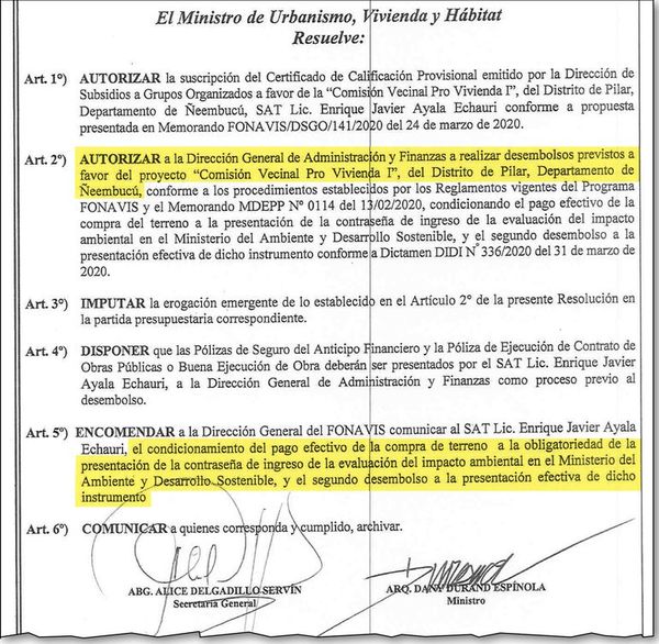 El MUVH vuelve a comprar tierras, práctica que antes estaba prohibida - Nacionales - ABC Color