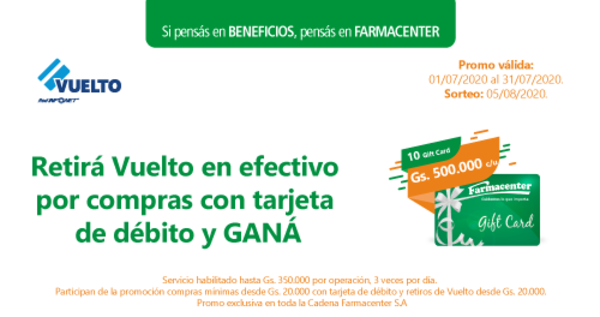 HOY / Farmacenter incentiva a clientes que utilizan el servicio Vuelto con tarjeta de débito