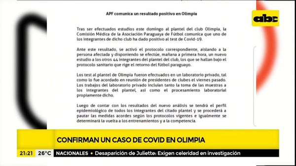 Confirman un caso de Covid-19 en Club Olimpia - Mesa de Periodistas - ABC Color