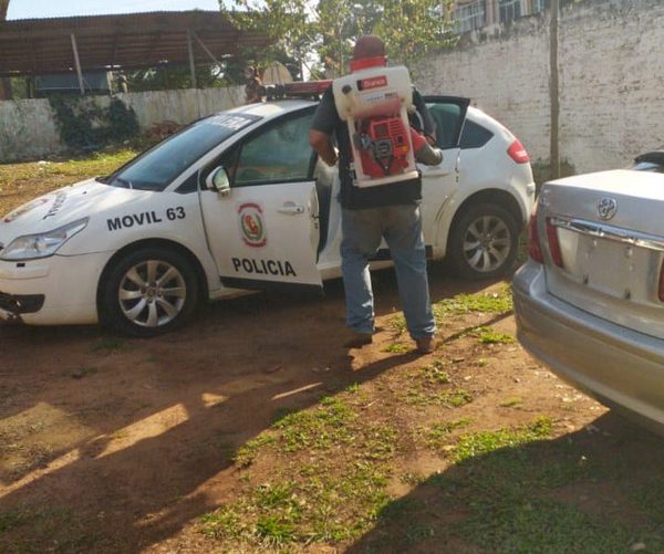 Desinfectan sede de comisaría sexta y móviles de los agentes – Diario TNPRESS