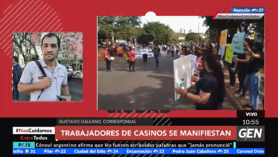 HOY / Trabajadores de Casinos se manifiestan en Ciudad del Este solicitando la reactivación de las actividades del sector