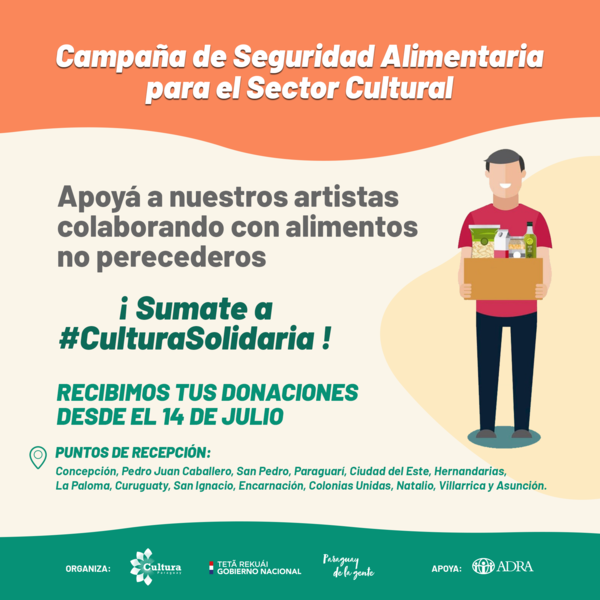 Secretaria Nacional de Cultura impulsa Campaña de Seguridad Alimentaria para el Sector Cultural