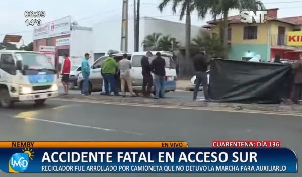 Reciclador muere arrollado sobre Acceso Sur