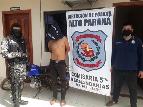 Ladrón de motos es detenido tras intensa persecución en Hernandarias