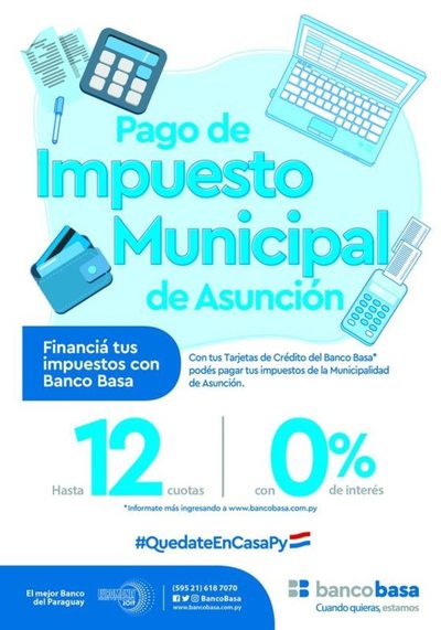 Pagá tus impuestos de la municipalidad con las TC del Banco Basa