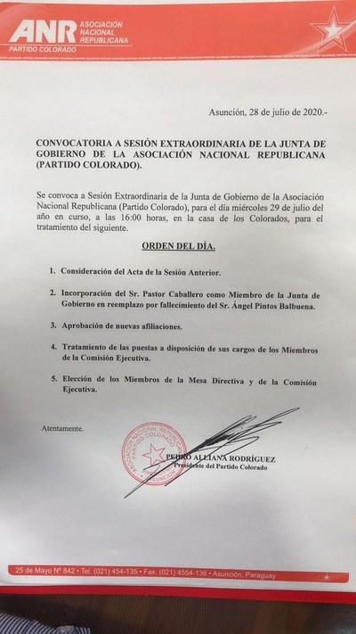 ANR aborda mañana reconfiguración de Mesa Directiva y Comisión Ejecutiva - ADN Paraguayo