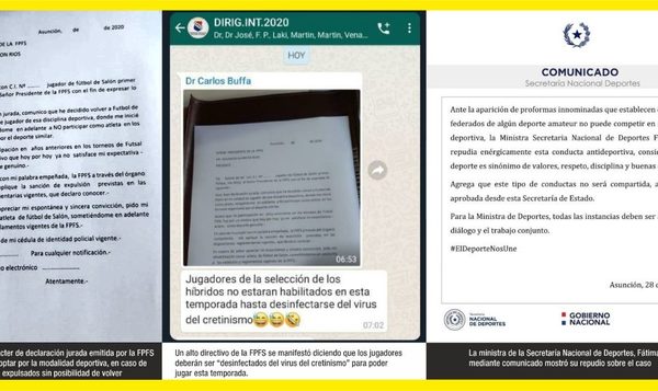 Dirigente propone “desinfectar” a jugadores y coaccionarlos para habilitarlos a disputar fútbol de salón